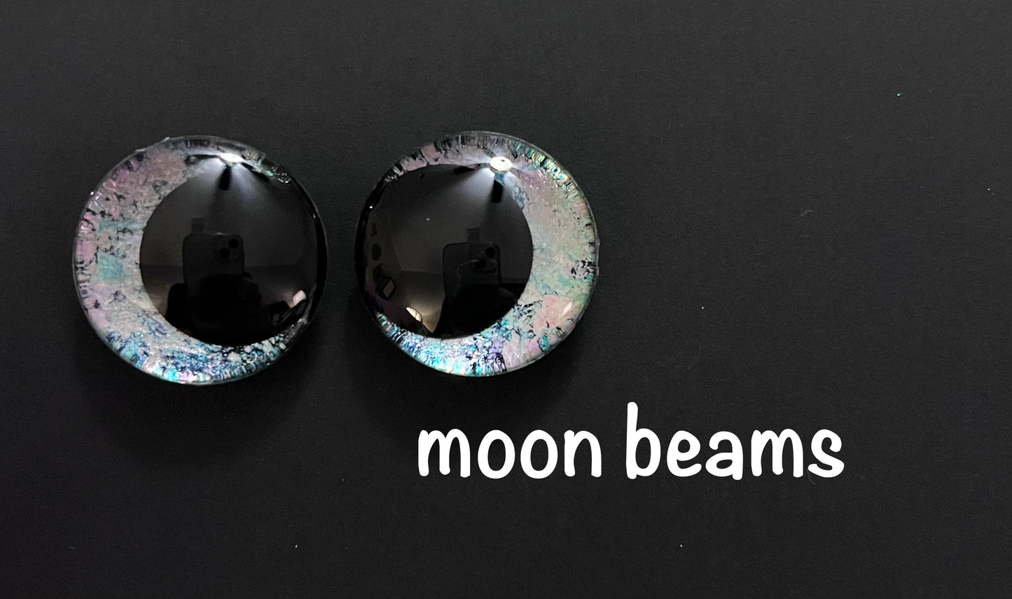 Hand Painted HEART CENTERED Holographic Glitter Sinker Safety Eyes for Crochet Amigurumi Toys 16mm-30mm