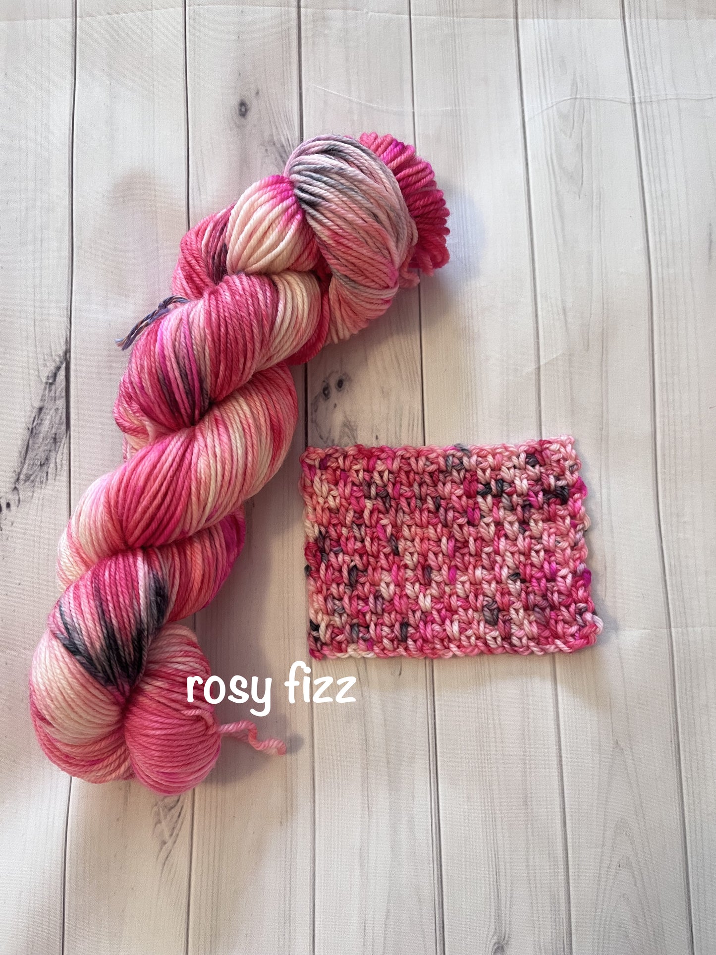 Hand Dyed 100% Superwash Merino Yarn - Rosy Fizz - Sport, DK, Worsted