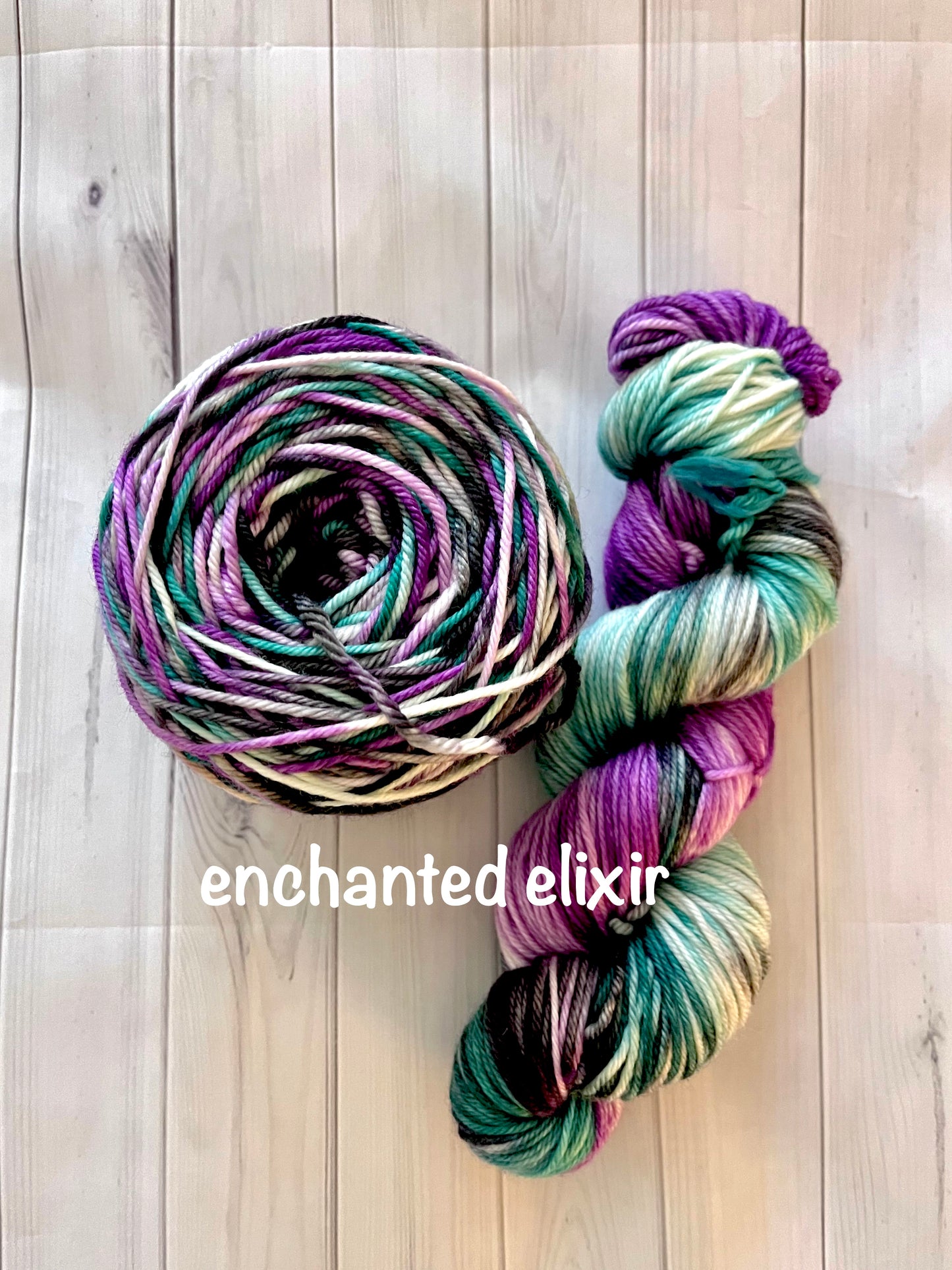 Hand Dyed 100% Superwash Merino Yarn - Enchanted Elixir - Sport, DK, Worsted
