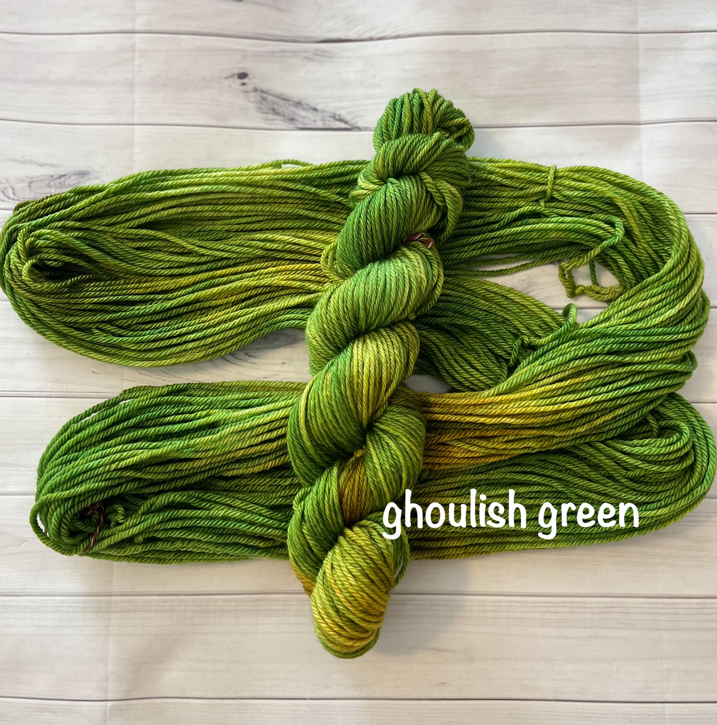 Hand Dyed 100% Superwash Merino Yarn - Goulish Green - Sport, DK, Worsted