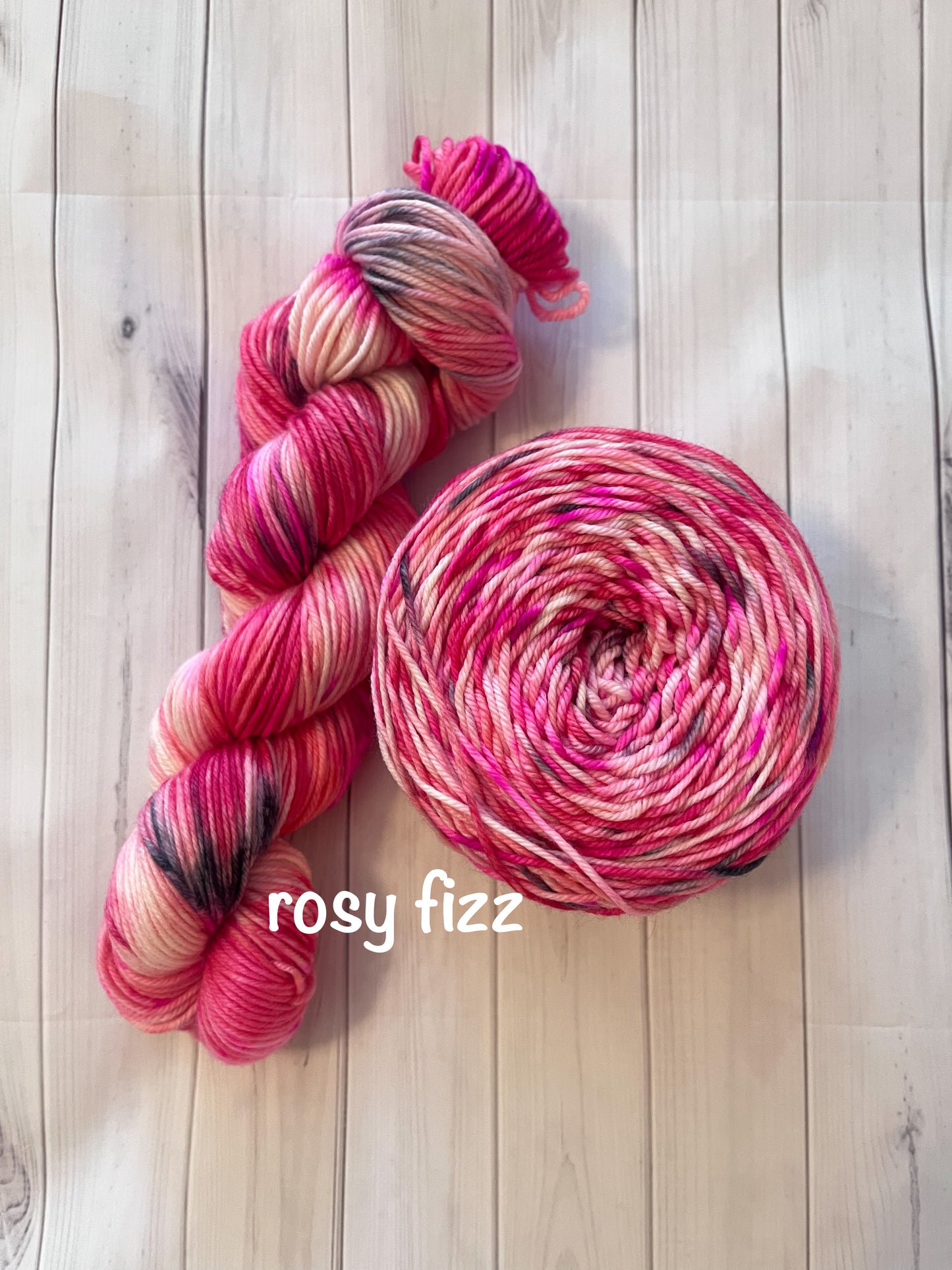 Hand Dyed 100% Superwash Merino Yarn - Rosy Fizz - Sport, DK, Worsted