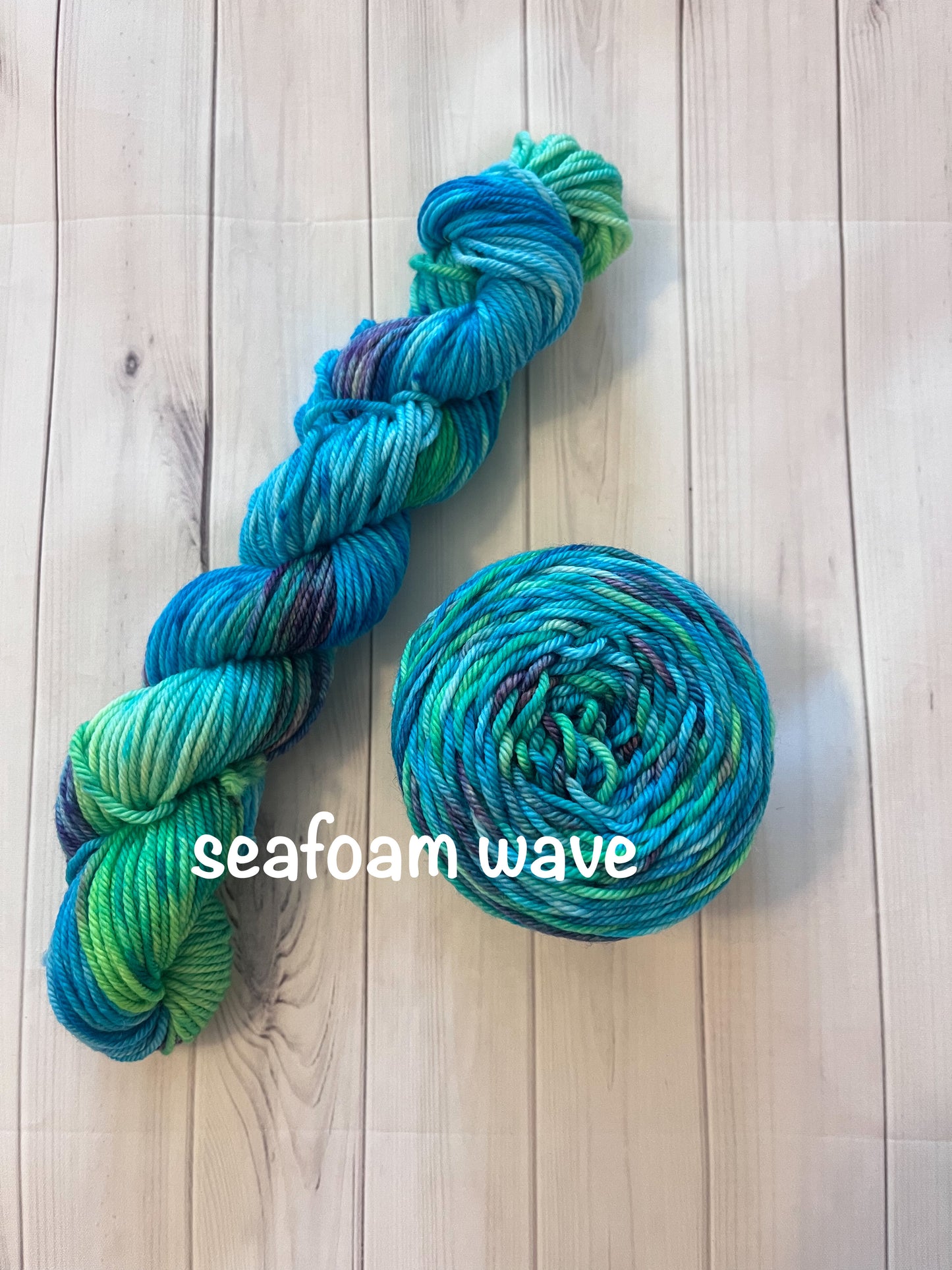 Hand Dyed 100% Superwash Merino Yarn - Seafoam Wave - Sport, DK, Worsted