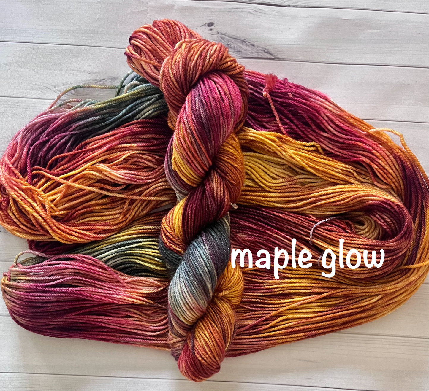 Hand Dyed 100% Superwash Merino Yarn - Maple Glow- Sport, DK, Worsted