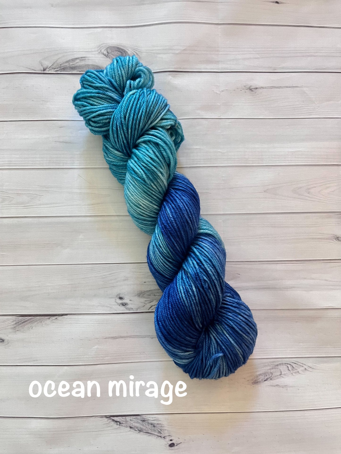 Hand Dyed 100% Superwash Merino Yarn - Ocean Mirage - Sport, DK, Worsted