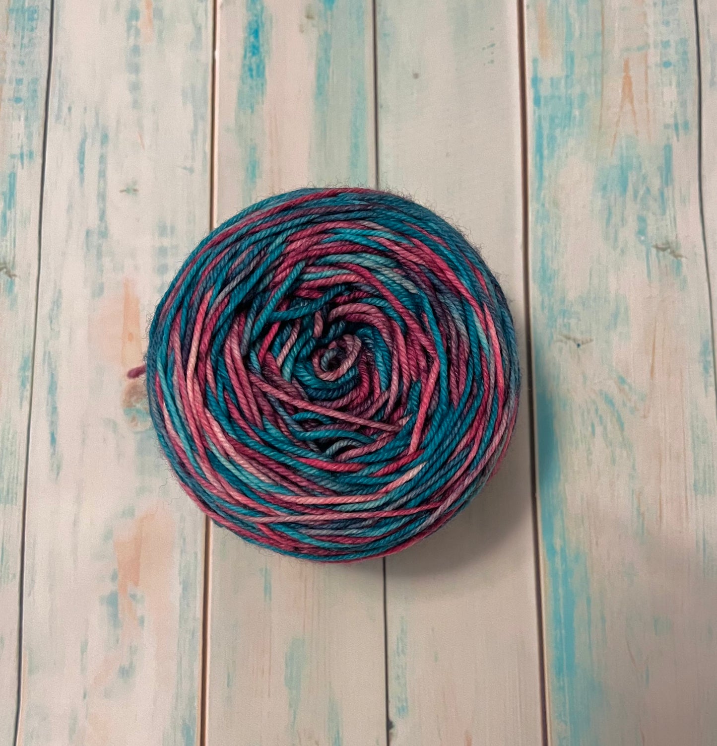 Hand Dyed 100% Superwash Merino Yarn - Teal Blush - Sport, DK, Worsted