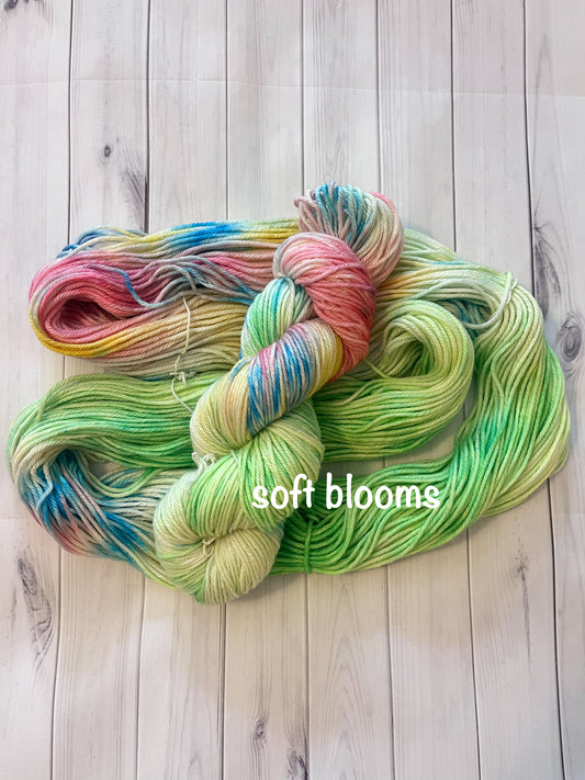 Hand Dyed 100% Superwash Merino Yarn - Soft Blooms - Sport, DK, Worsted