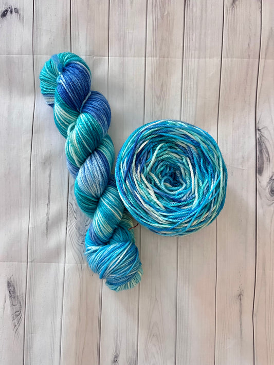 Hand Dyed 100% Superwash Merino Yarn - Sea Glass - Sport, DK, Worsted