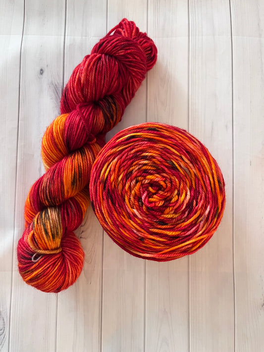 Hand Dyed 100% Superwash Merino Yarn - Phoenix Flame - Sport, DK, Worsted