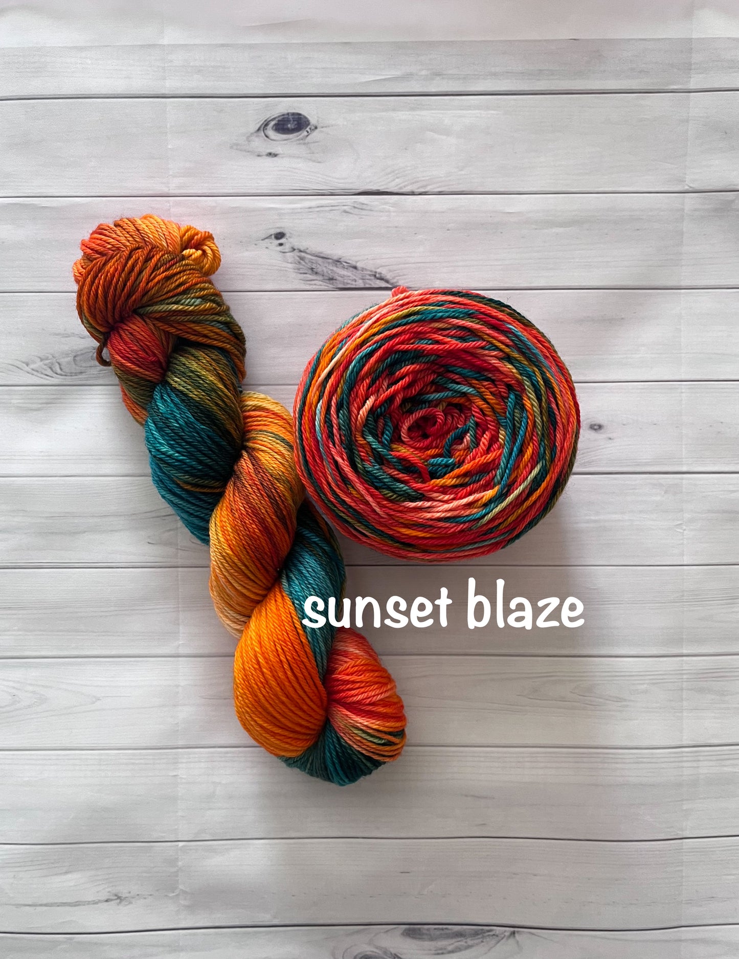 Hand Dyed 100% Superwash Merino Yarn - Sunset Blaze - Sport, DK, Worsted