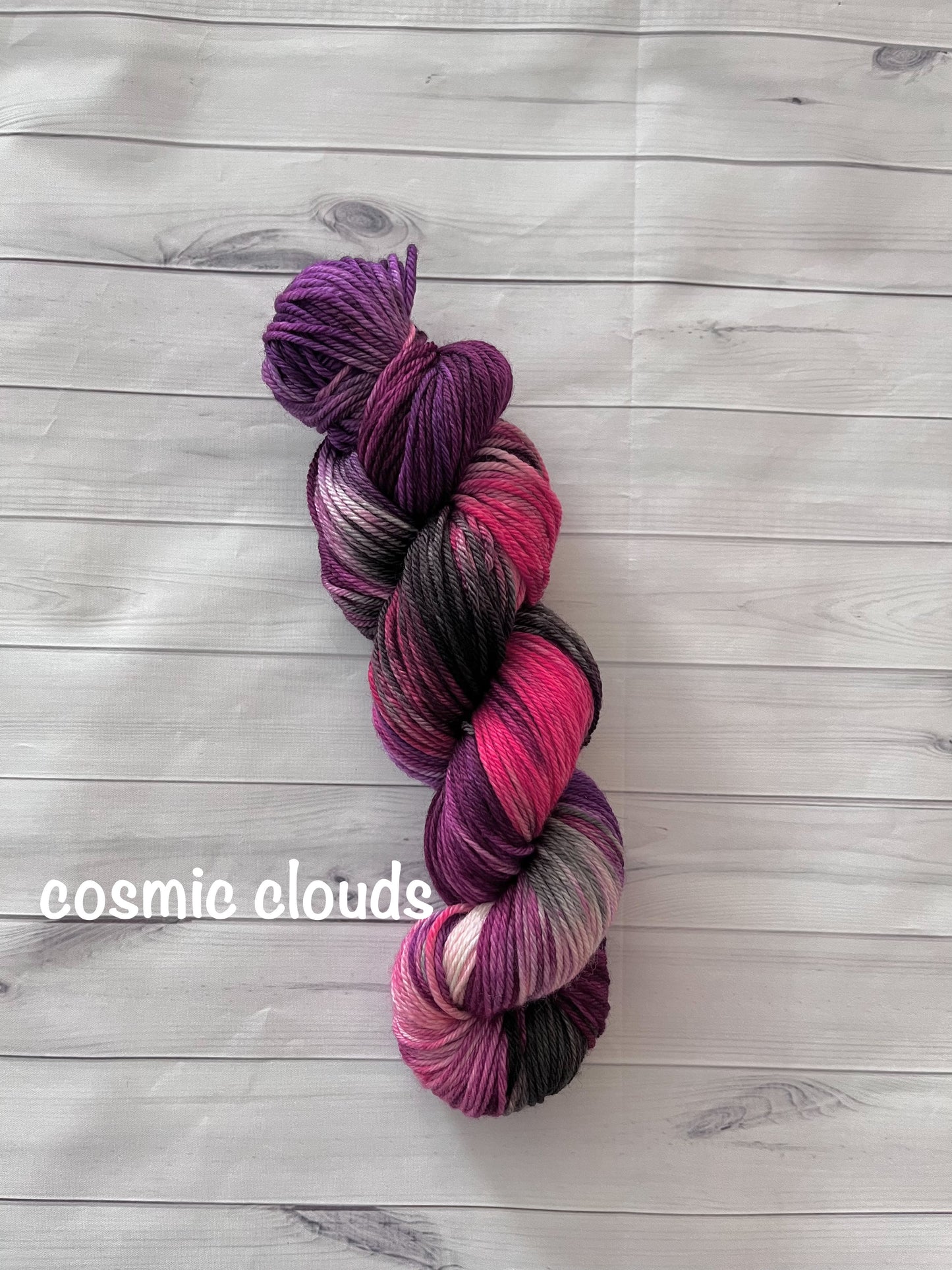 Hand Dyed 100% Superwash Merino Yarn - Cosmic Clouds - Sport, DK, Worsted