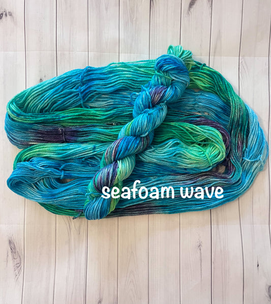 Hand Dyed 100% Superwash Merino Yarn - Seafoam Wave - Sport, DK, Worsted