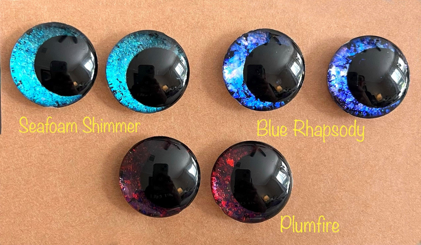 Hand Painted CENTERED PUPIL Glitter Sinker Safety Eyes for Crochet Amigurumi Toys 12mm-30mm